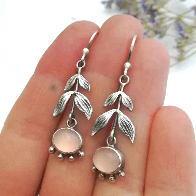 Silver Bohemian Quartz Pendant Earrings