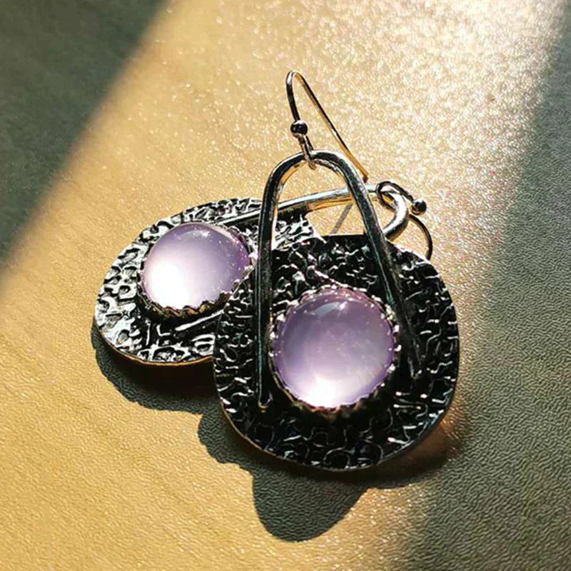 Sterling Silver Boho Earrings Featuring Purple Gemstones