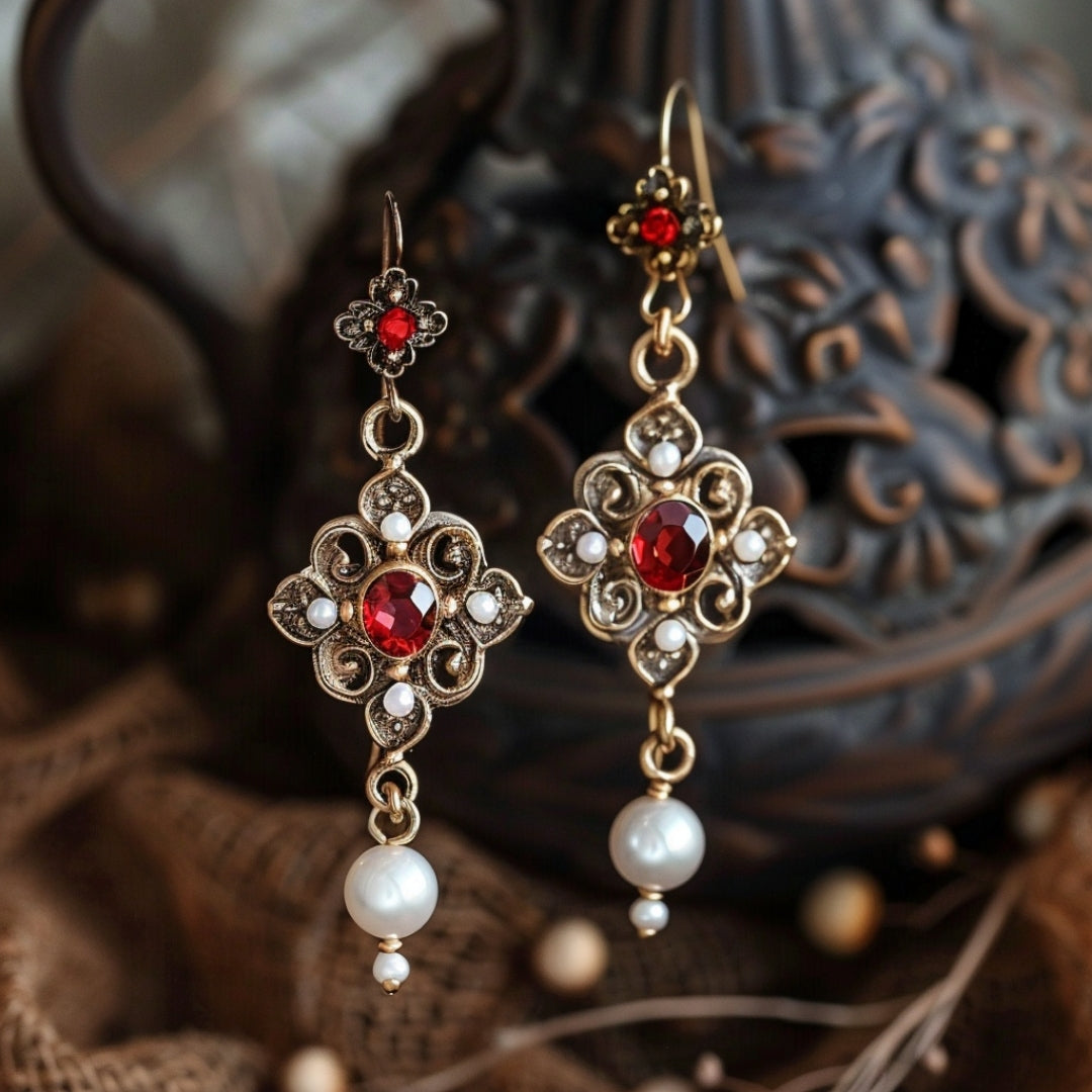Crimson Teardrop Crystal Earrings