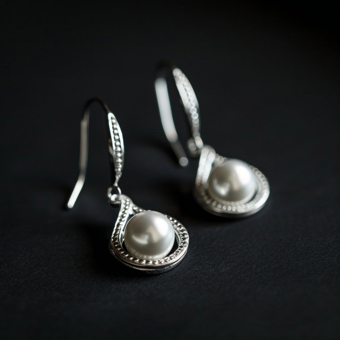 Elegant Silver and Pearl Drop Earrings