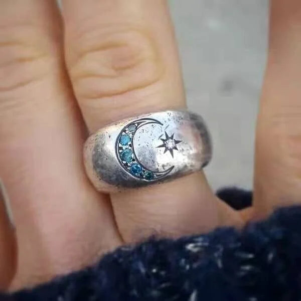 Celestial Star and Moon Ring