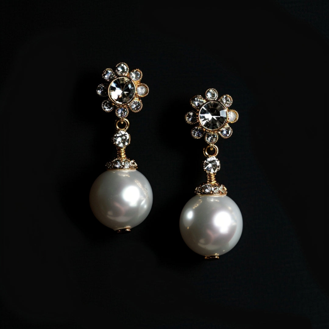 Elegant Zirconia and Pearl Drop Earrings