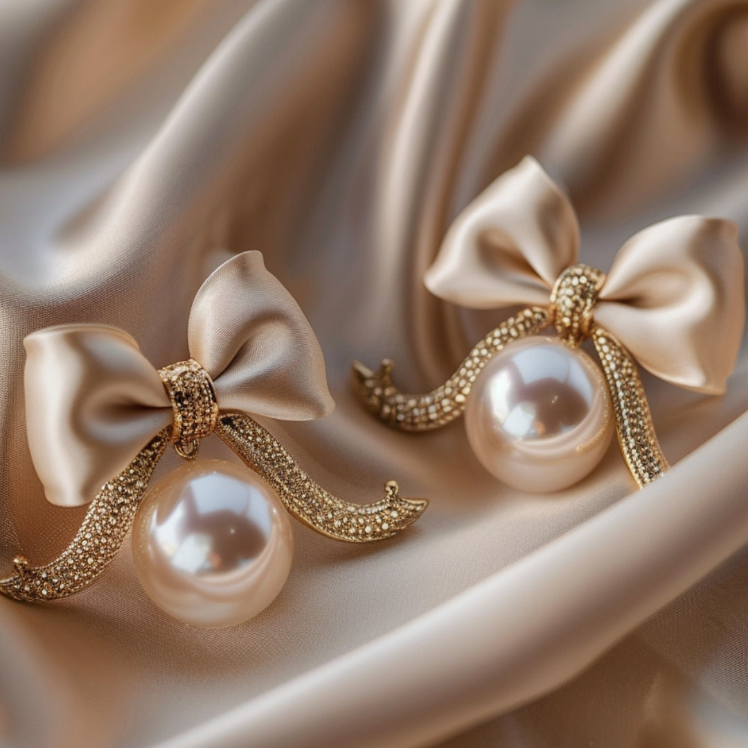 Pearl Bowtie Earrings