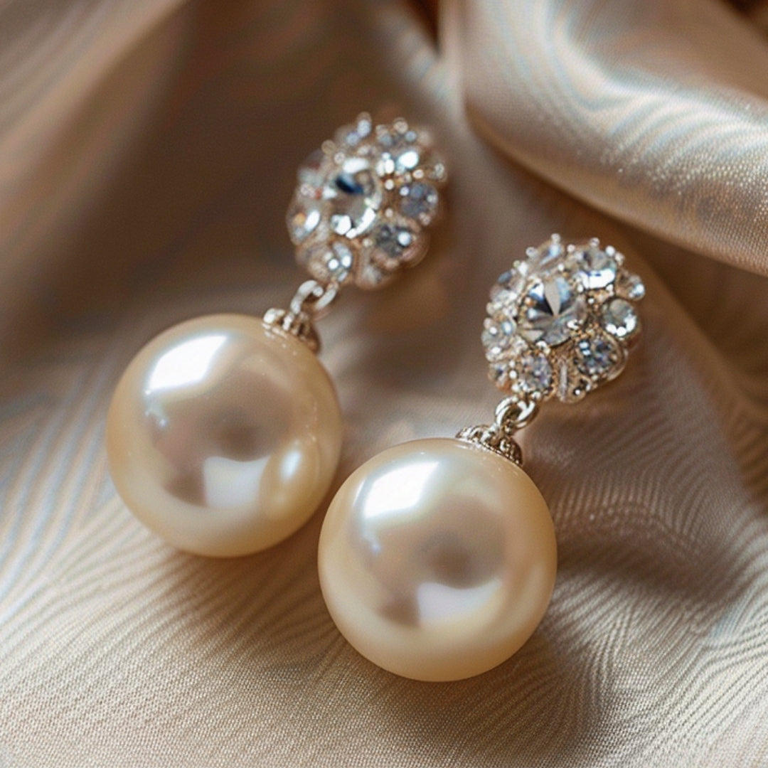 Zirconia and Pearl Drop Earrings