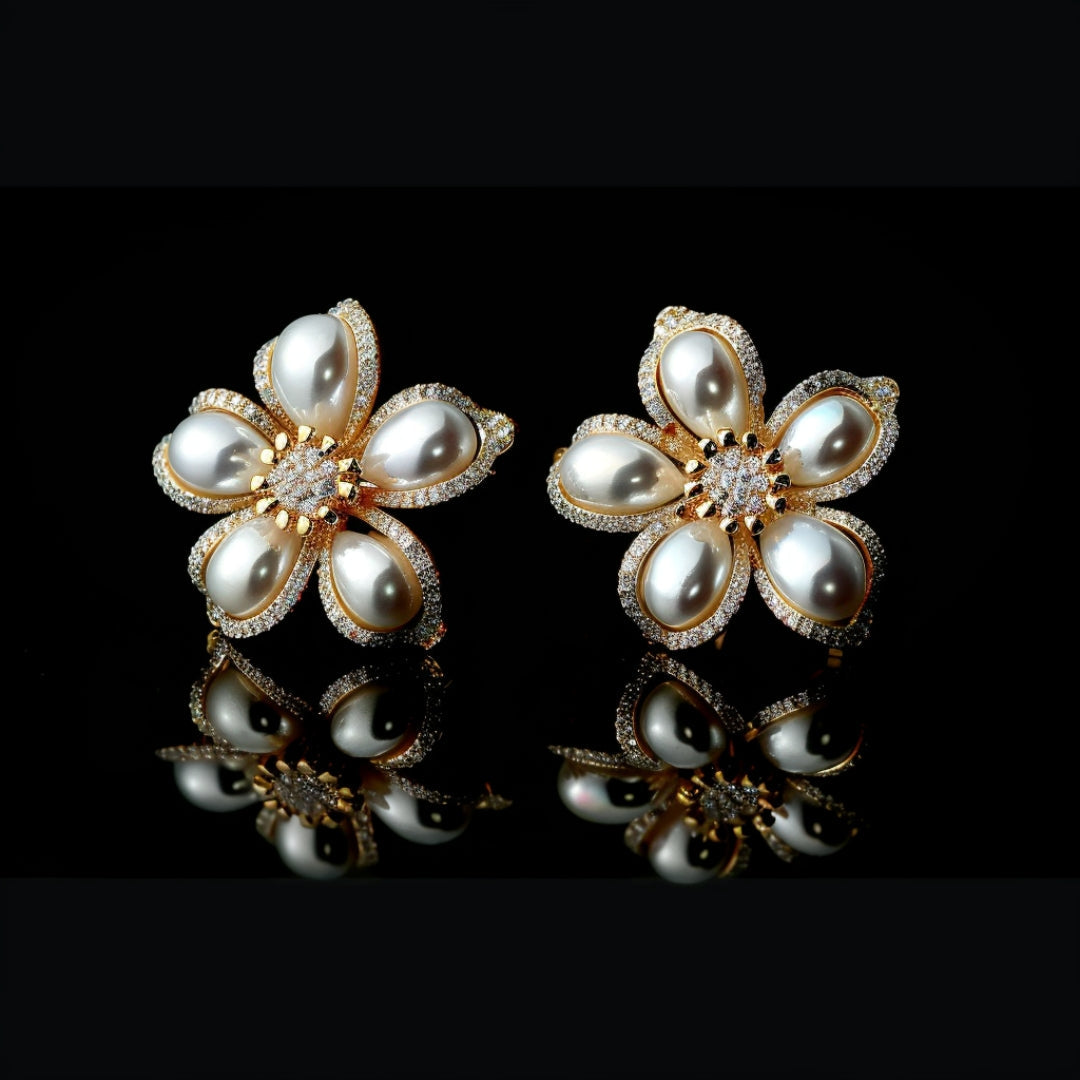 Radiant Pearl Blossom Earrings