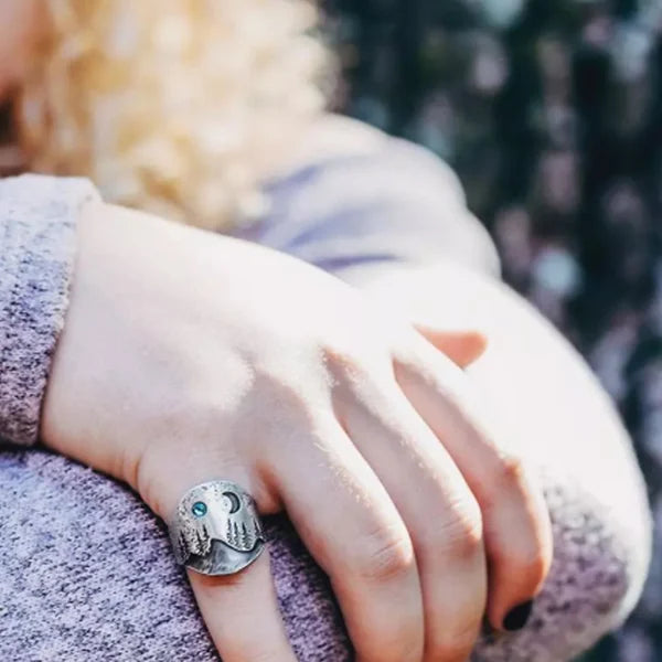 Moonlit Forest Blue Ring