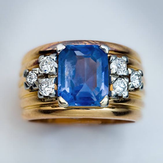 Retro Blue Crystal Stacked Ring