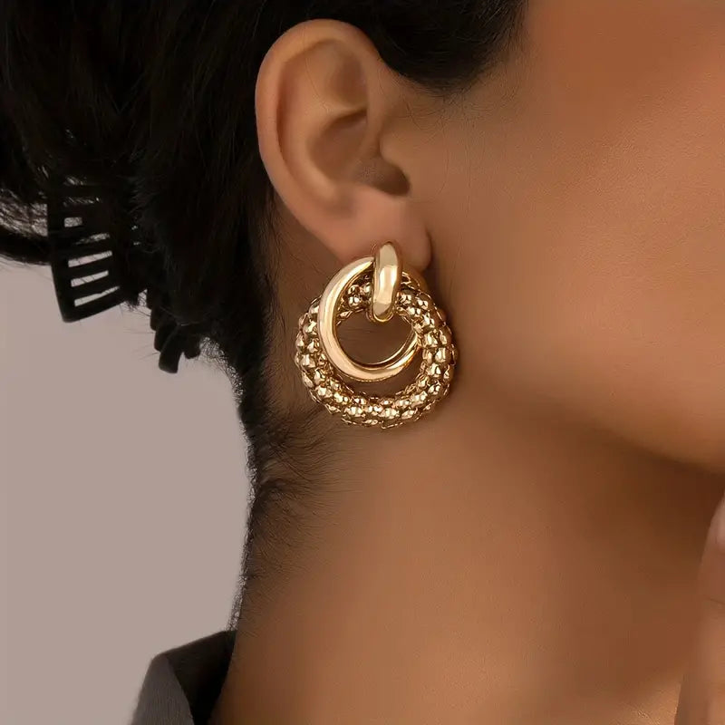 Retro Chunky Gold Hoop Earrings