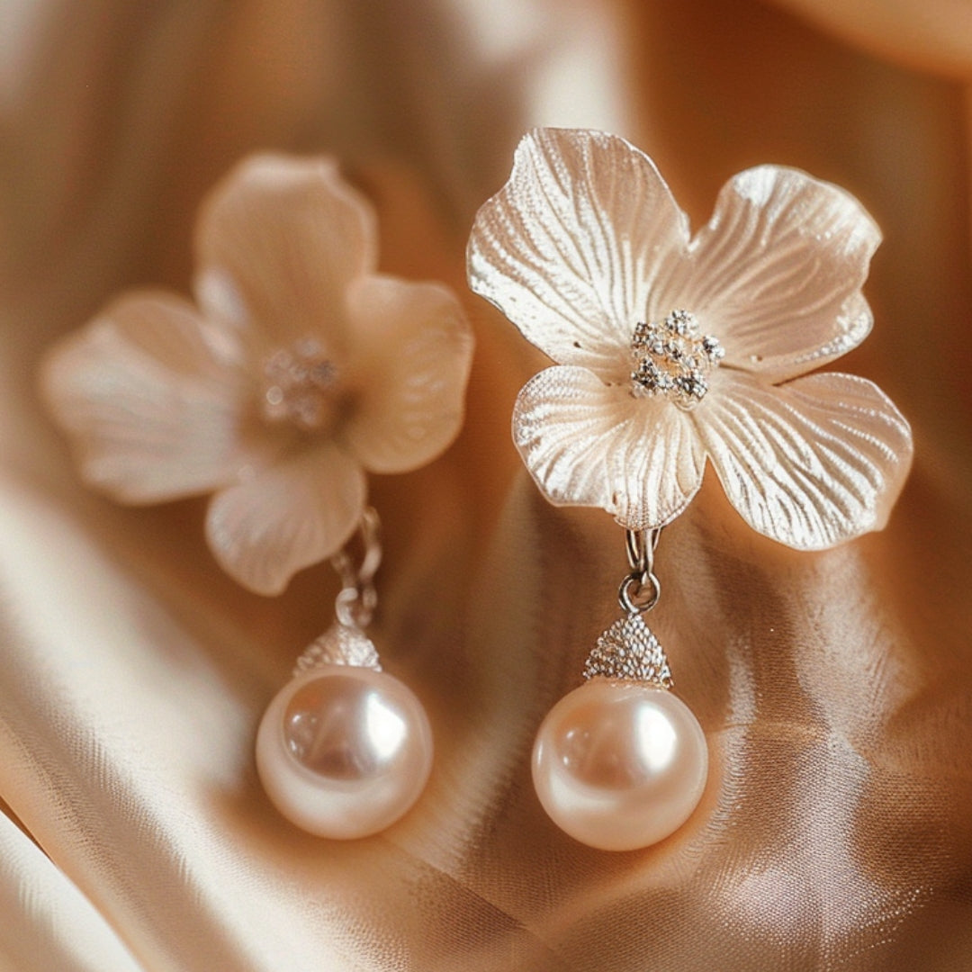 White Blossom Pearl Earrings