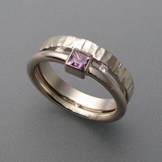 Retro Silver Ring with Purple Cubic Zirconia