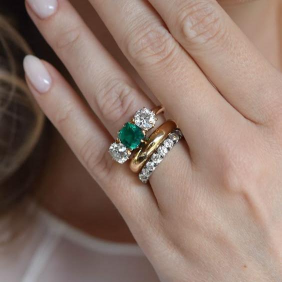 Retro Emerald Crystal Ring Collection