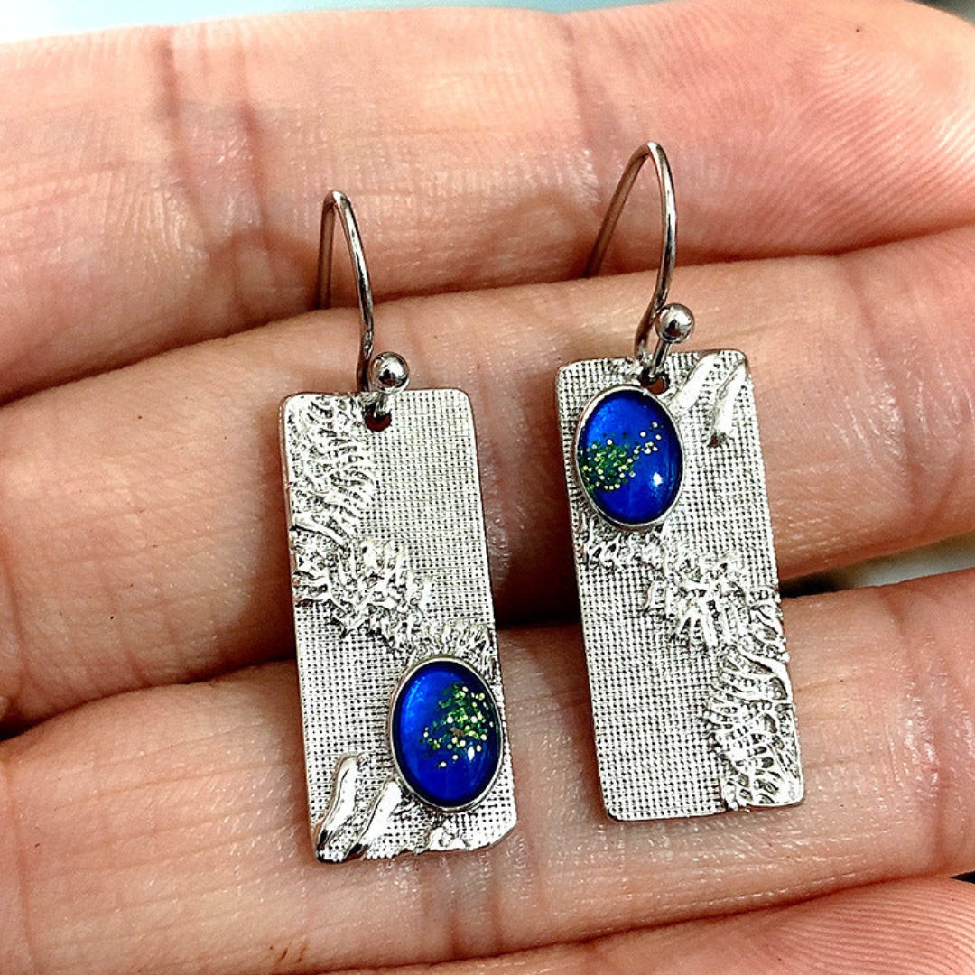 Sterling Silver Boho Earrings Featuring Blue Crystal
