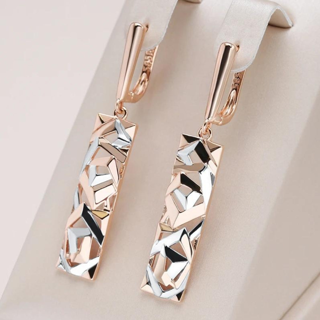 Chic Gold and Silver Rectangular Earrings - Buy One, Get One Free!