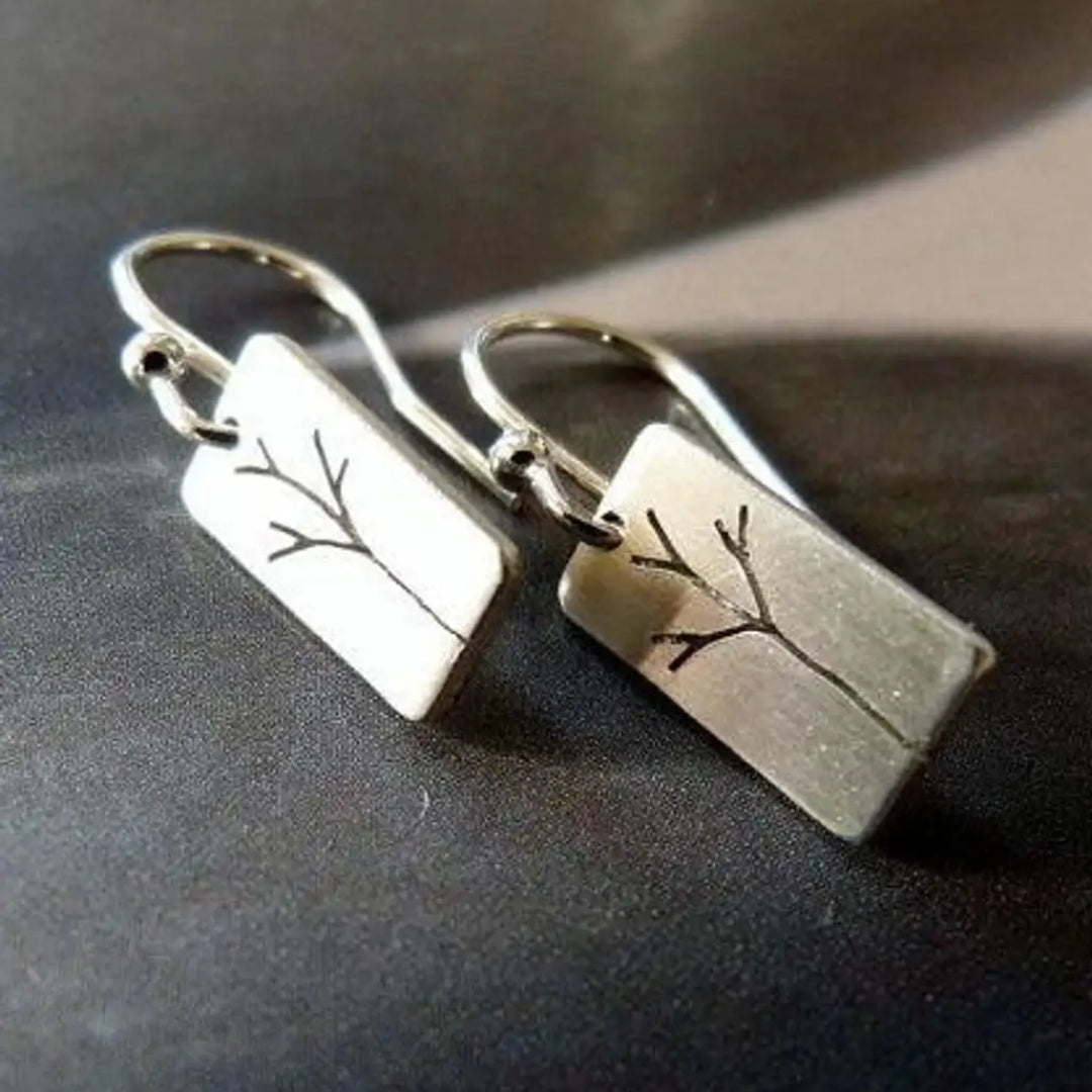 Retro Rectangular Tree Design Earrings
