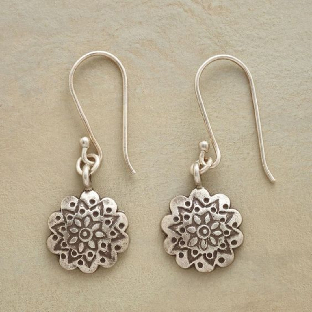 Retro Silver Mandala Earrings