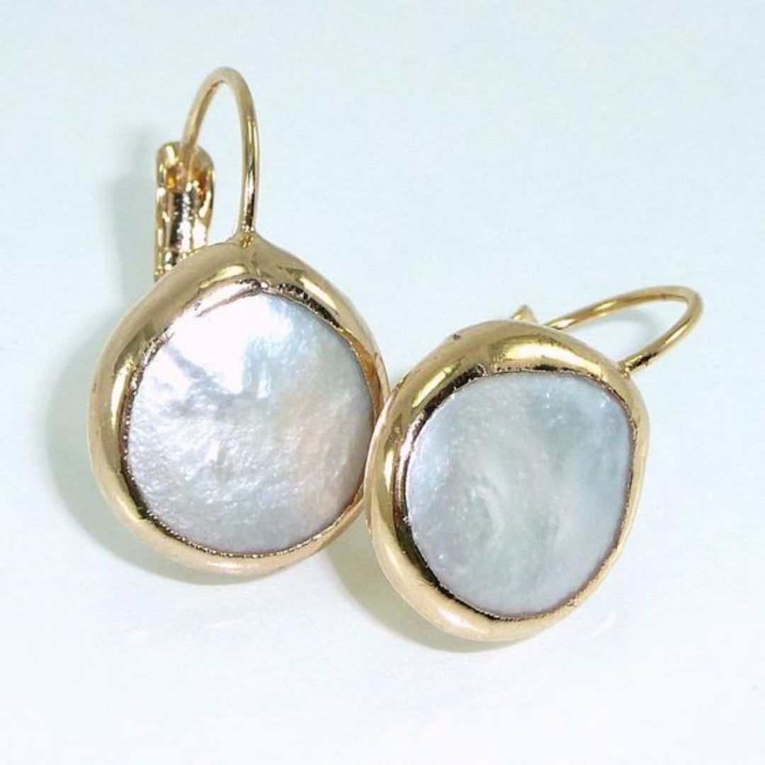 Classic White Stone and Gold Earrings