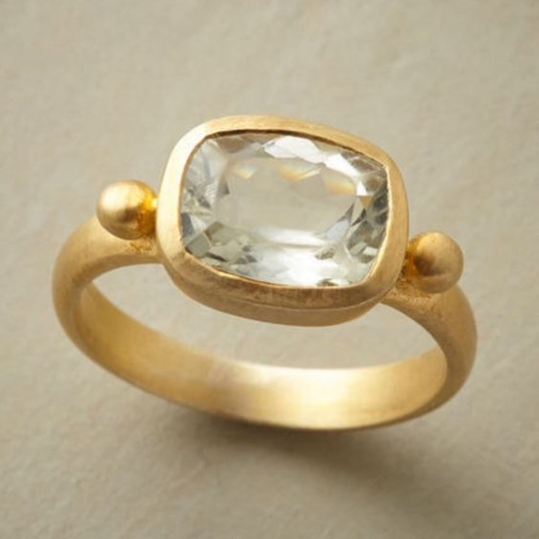 Antique White Glass and Gold Ring