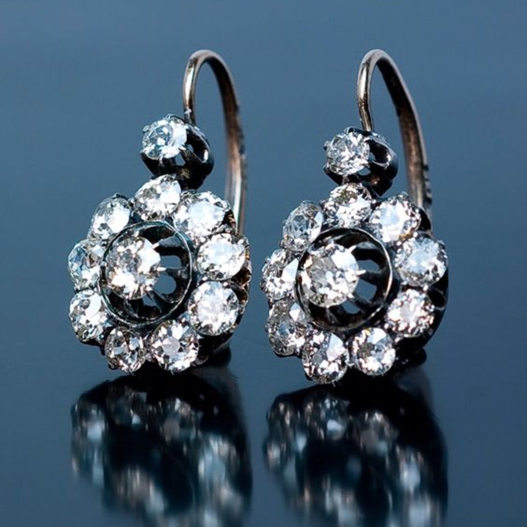 Retro Inlaid Crystal Round Earrings