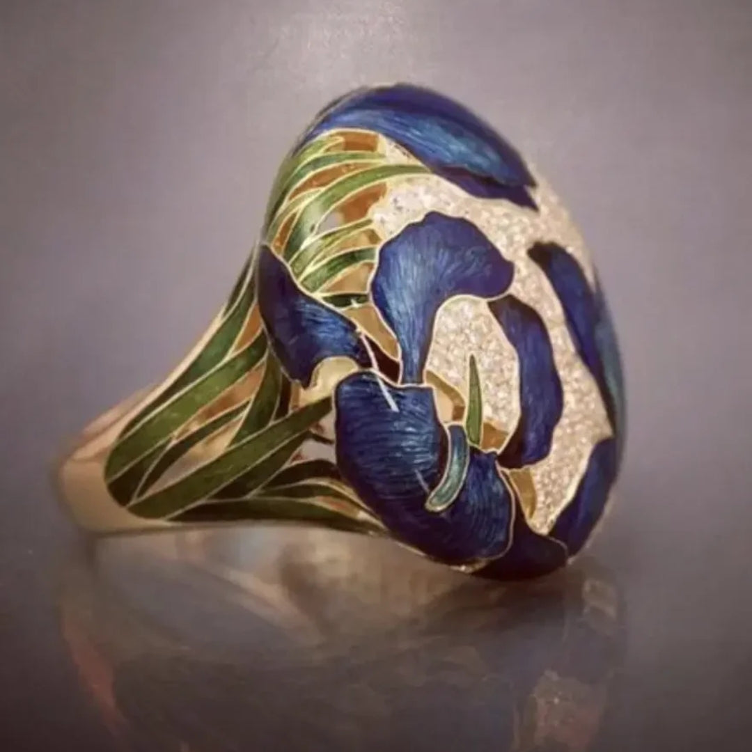 Retro Woodland Enamel Ring