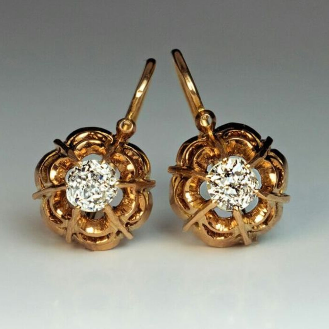 Retro Radiant Glass Rose Gold Earrings