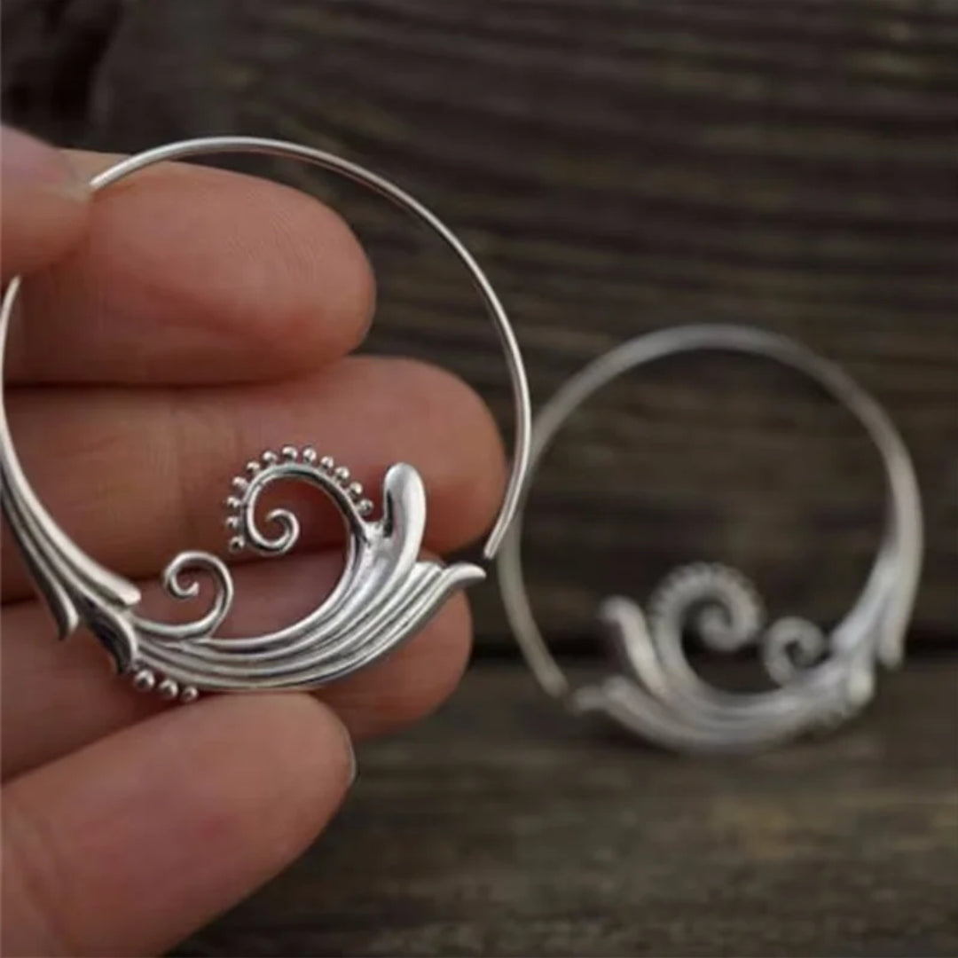 Retro Curved Silver Earrings