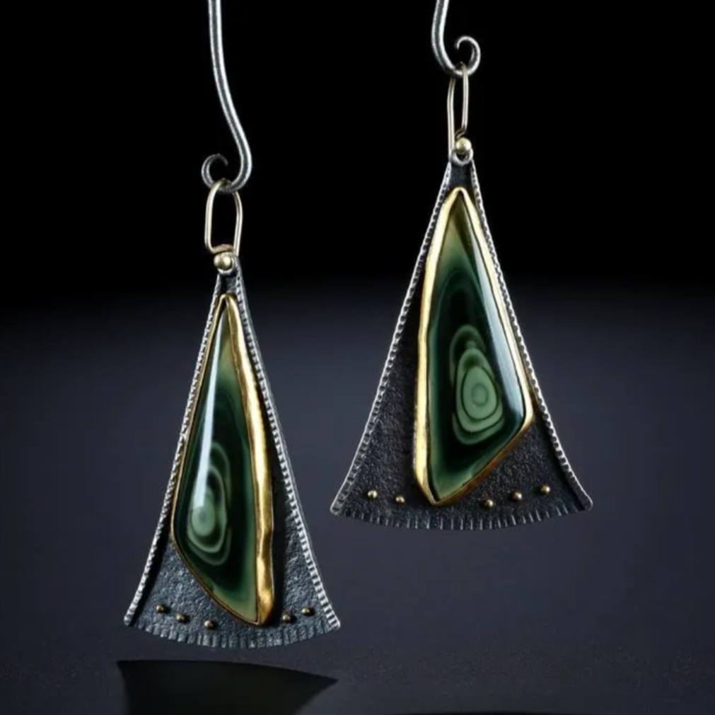 Retro Green Nighttime Earrings