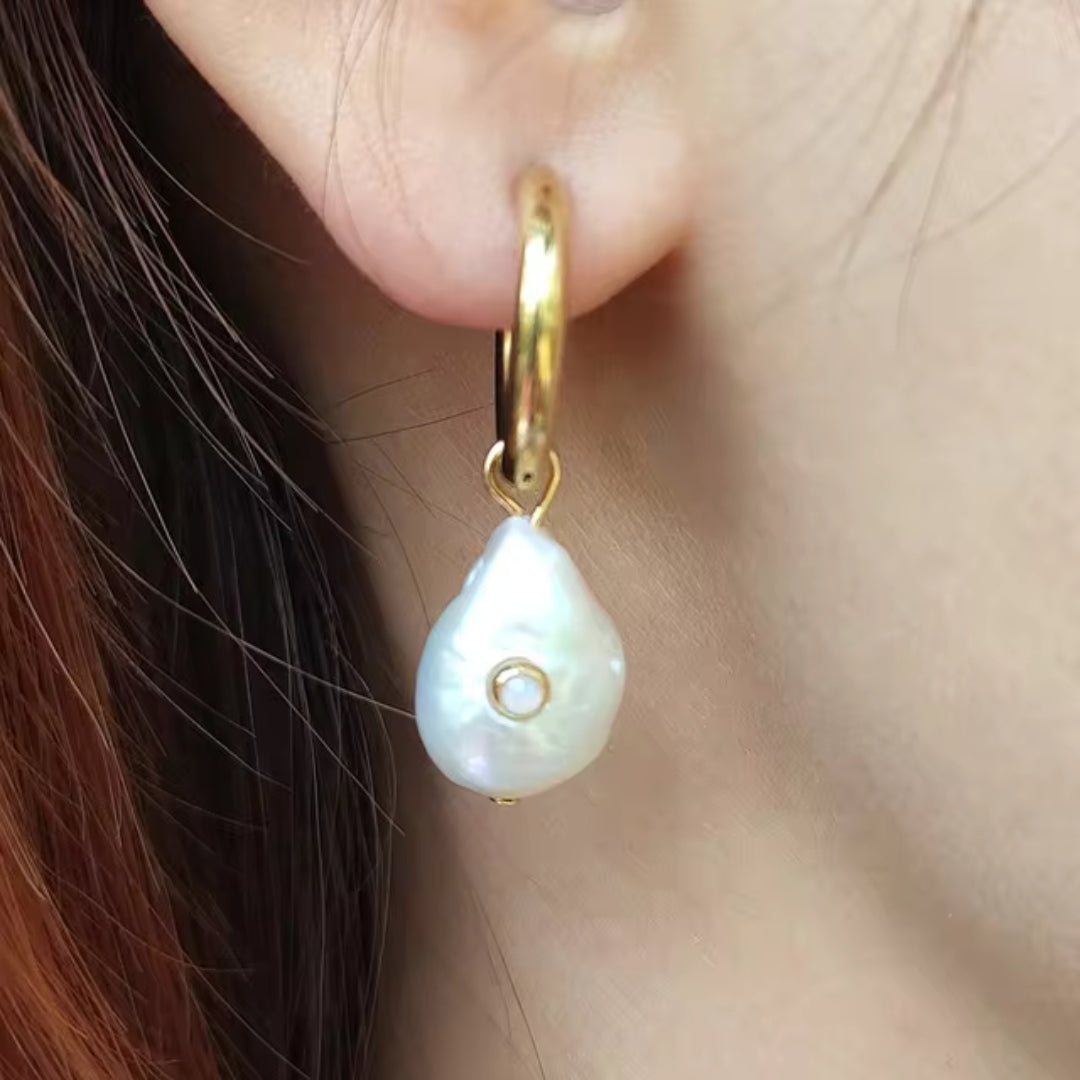 Classic Baroque Pearl and Zirconia Earrings
