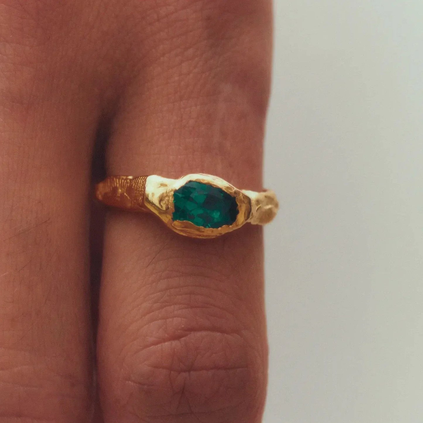 Antique Green Forged Gold Ring