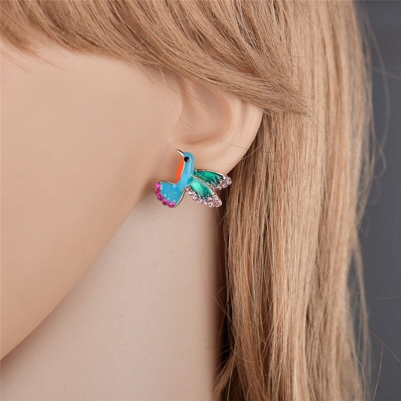 Elegant Crystal Hummingbird Earrings