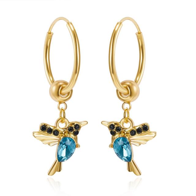 Exclusive Flying Hummingbird Earrings Featuring Zirconia Inlay