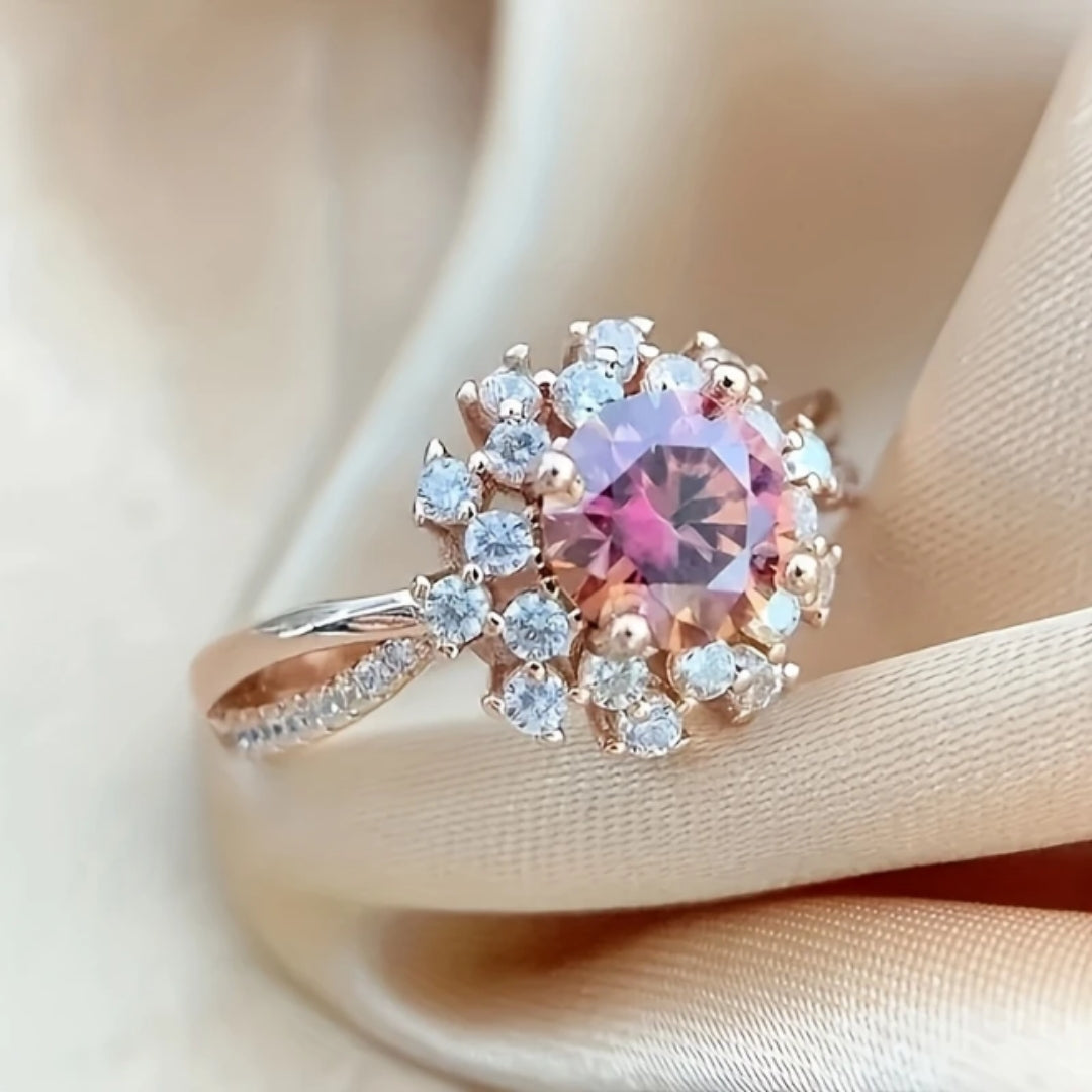 Sparkling Pink Round Ring