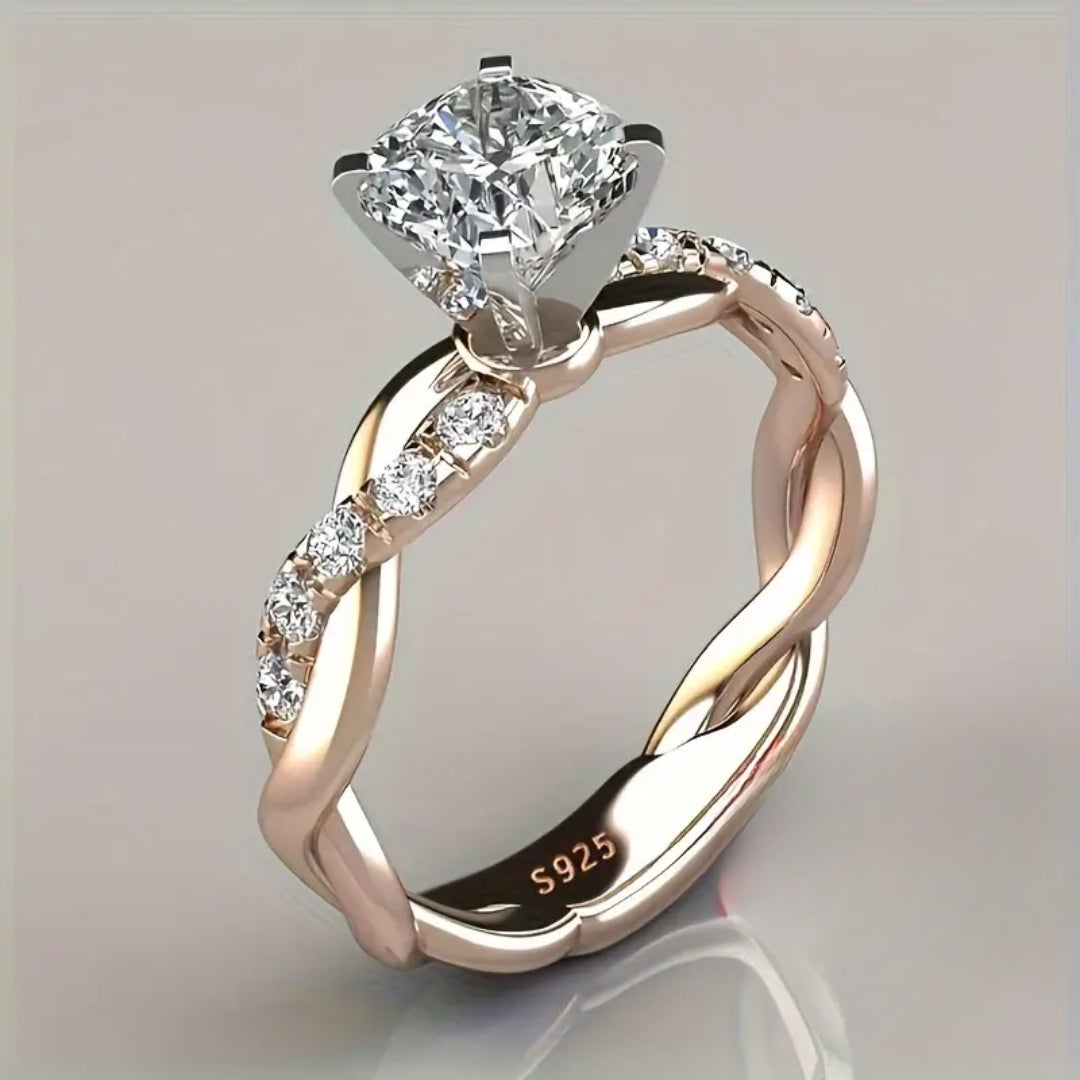 Radiant Crystal Rose Braided Ring