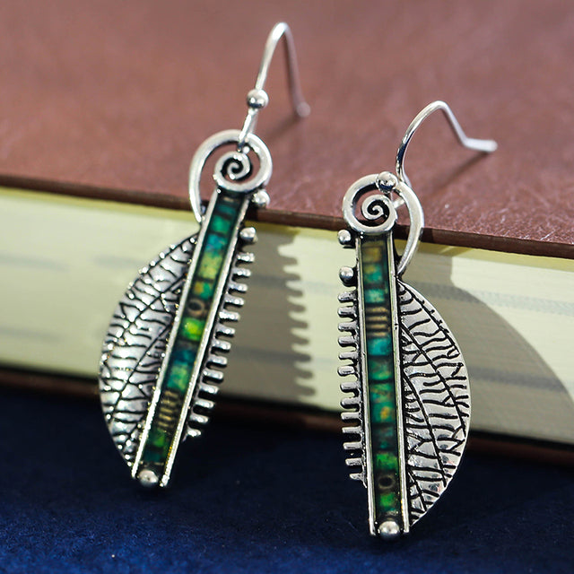 Silver Earrings with Green Crystal Accents