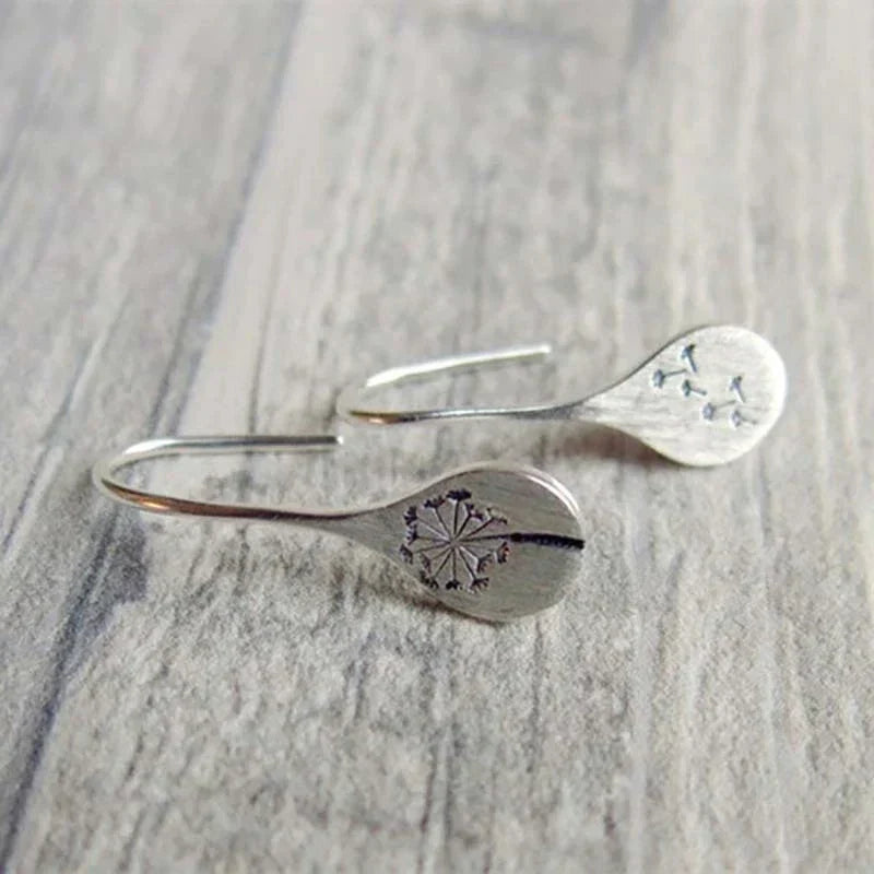 925 Silver Dandelion Leaf Earrings