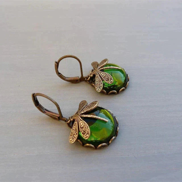 Antique Gold Spherical Dragonfly Earrings - Buy One, Get One Free!