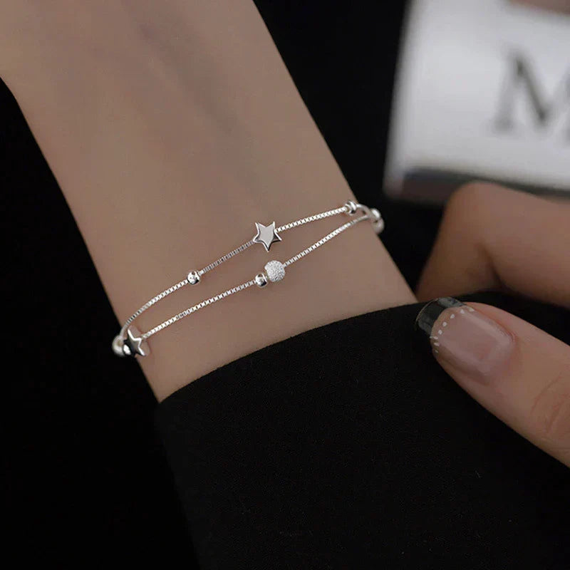 Star-Embellished Silver Bracelet