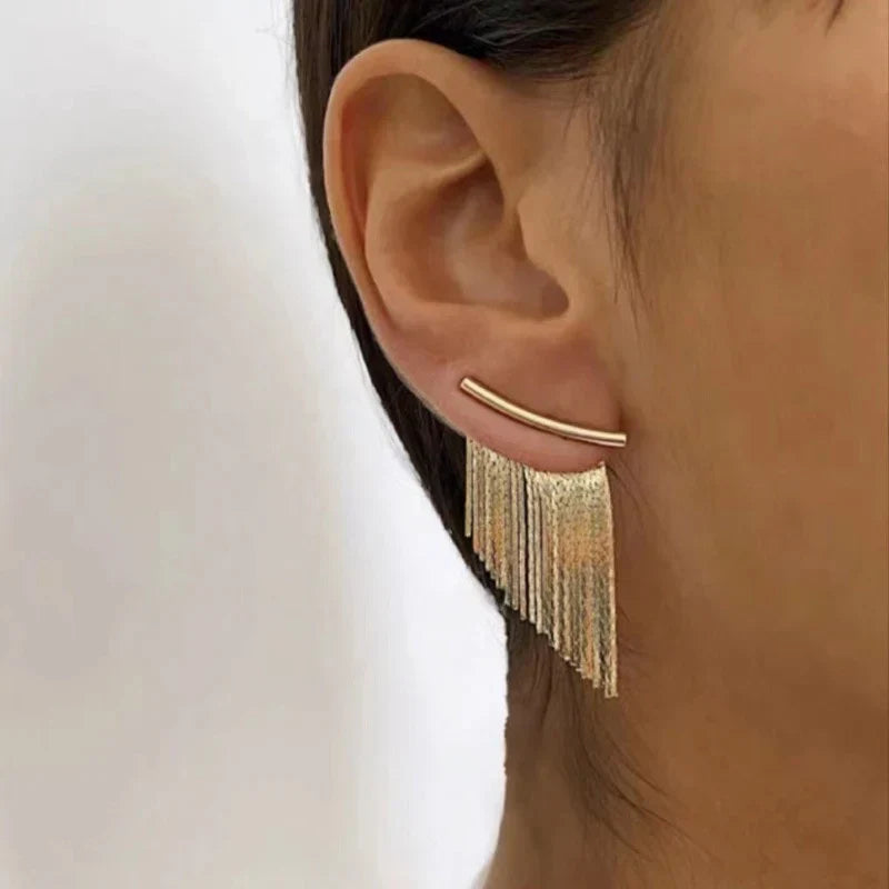 Retro Gold Mesh Drop Earrings