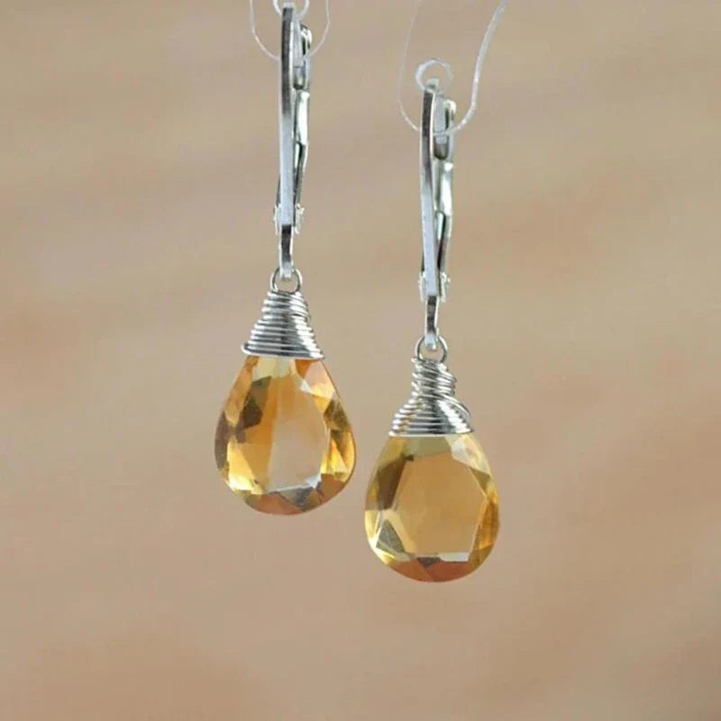 Retro Orange Crystal Dangle Earrings