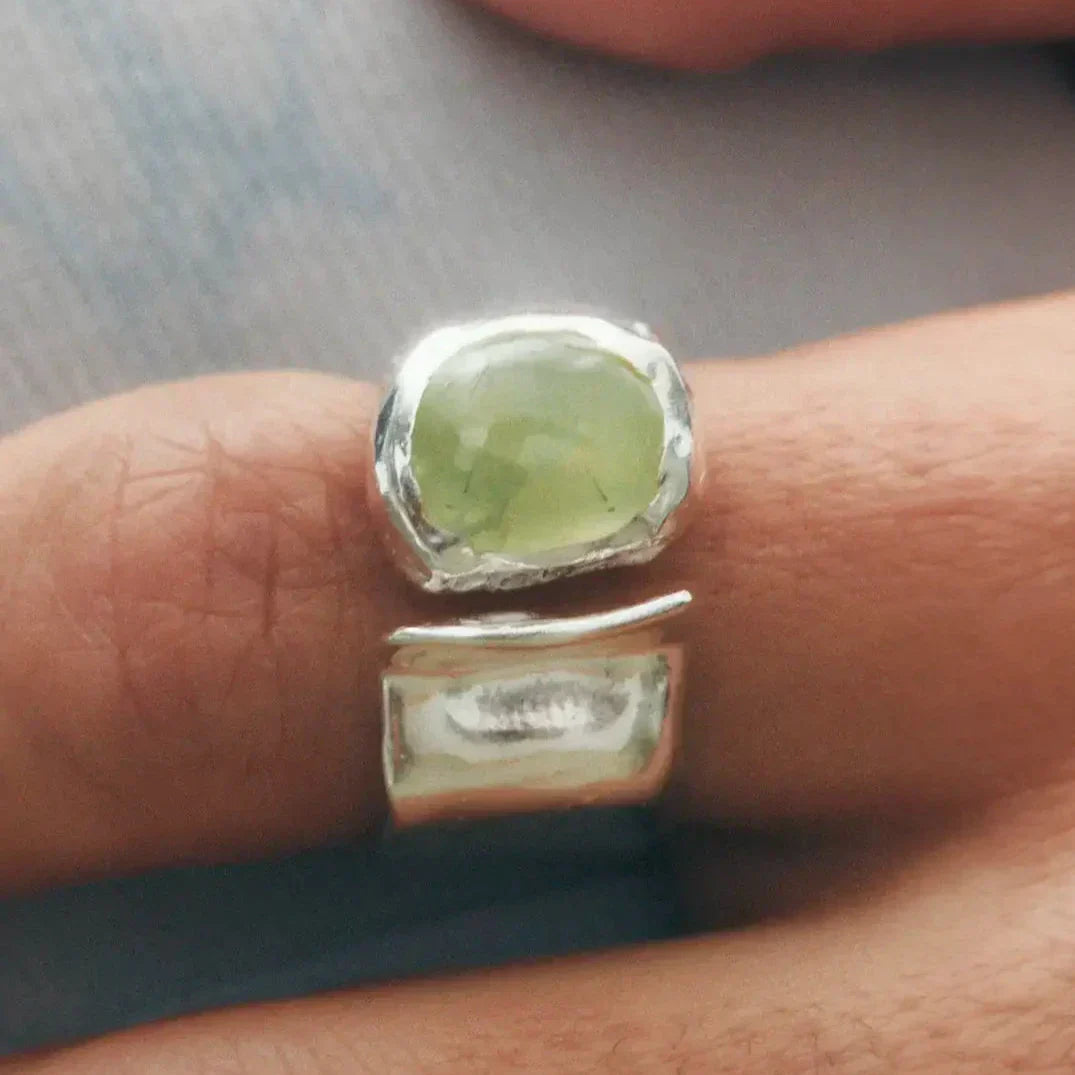 Antique Green Silver Forged Ring