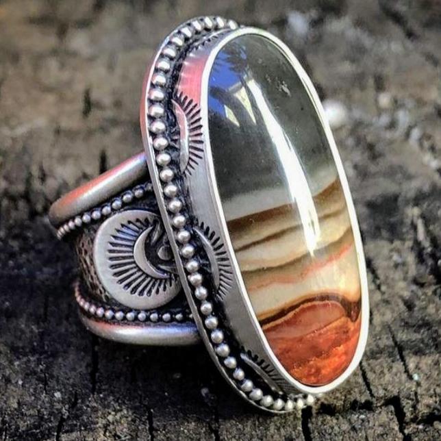 Antique Silver Ring with Desert Stone