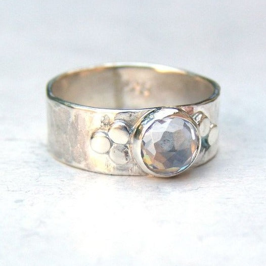 Antique Inlaid Stone Silver Ring