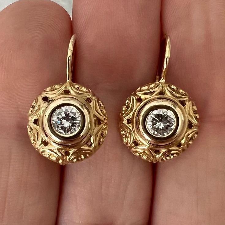 Retro Round Shiny Gold Earrings