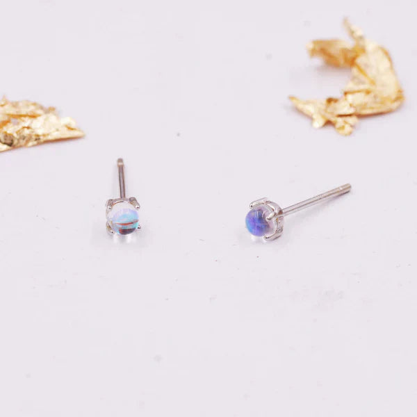 Delicate Sterling Silver Mermaid Crystal Stud Earrings