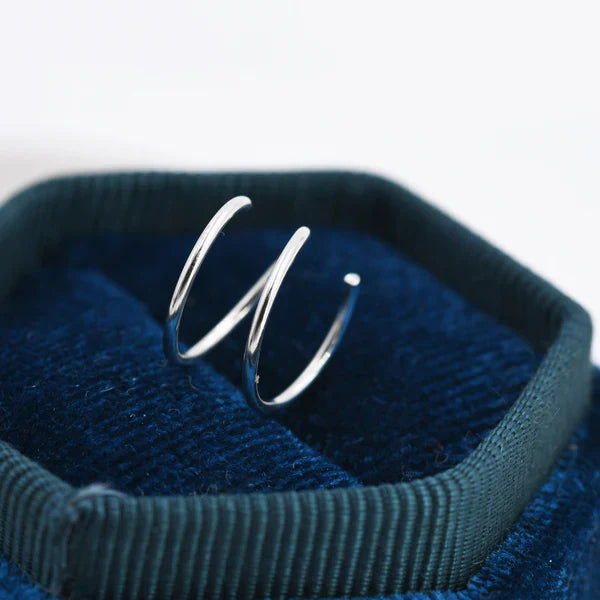 Sterling Silver Minimalist Spiral Hoop Earrings