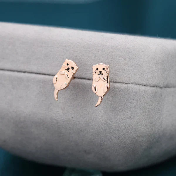 Sterling Silver Otter Stud Earrings