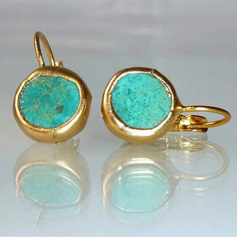 Turquoise Stone Gold Earrings - Buy One, Get One Free!