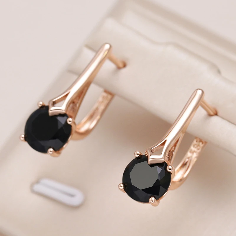 Chic Gold Earrings Featuring Black Crystal Accents