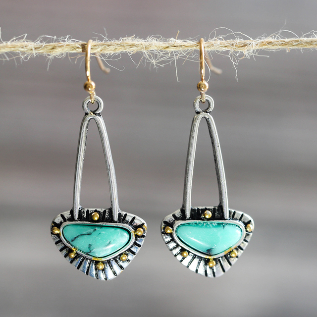 Retro Turquoise and Silver Earrings