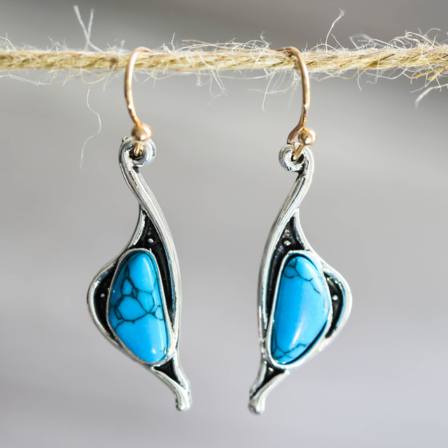 Silver Earrings with Blue Natural Stone