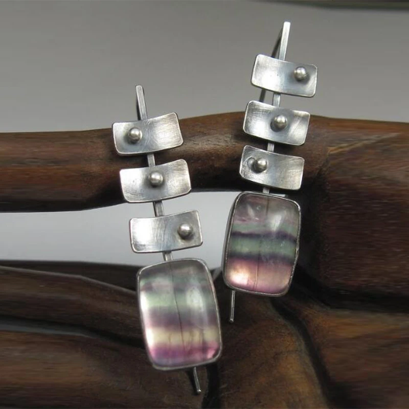 Silver Faded Color Boho Earrings